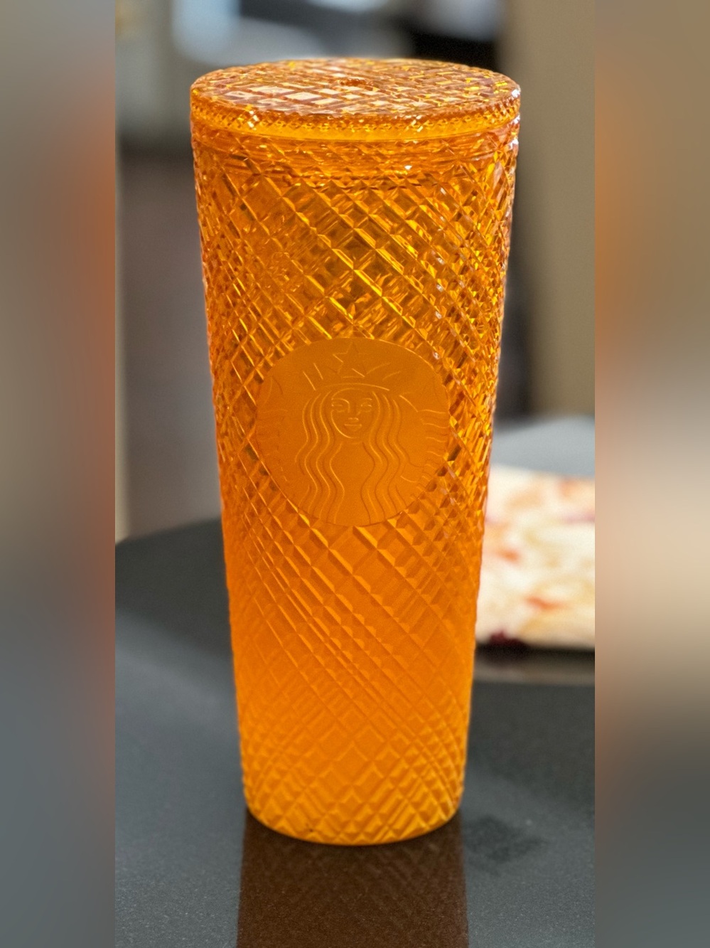 Starbucks 2022 Mango Orange Ombre Jeweled 24oz Venti Cold Cup Acrylic Tumbler